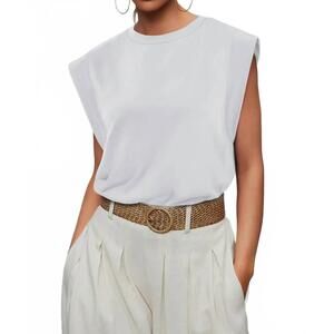 NEW ROSA CLOTHING cap sleeve tee in white